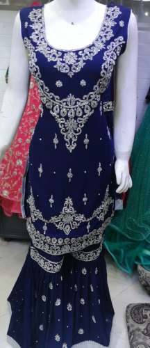 Blue color fancy Pakistani suit 