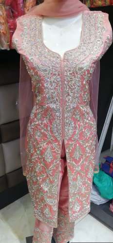 Heavily designer Peach color suit 
