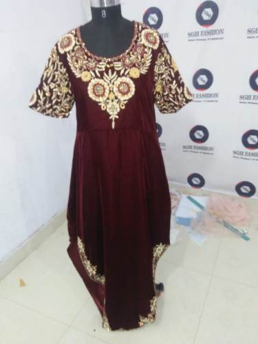 Maroon color gown