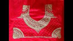 Red color blouse neck