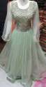 Sea green color Party wear long gown