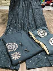 3034 RAYON COTTON GREY DESIGNER SALWAR SUIT