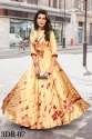 3Dr Gown 2 Japan Satin Beige Digital Printed Kurti thumb 1