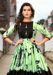 3Dr Gown 2 Japan Satin Green Digital Printed Kurti