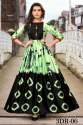 3Dr Gown 2 Japan Satin Green Digital Printed Kurti thumb 1