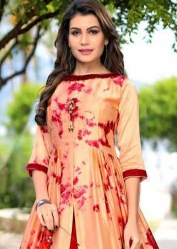 3Dr Gown 2 Japan Satin Pink Digital Printed Kurti
