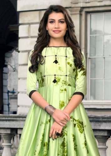3Dr Gown 2 Japan Satin Pista Digital Printed Kurti