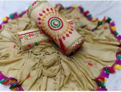 AADITI BEIGE COTTON DRESS MATERIAL