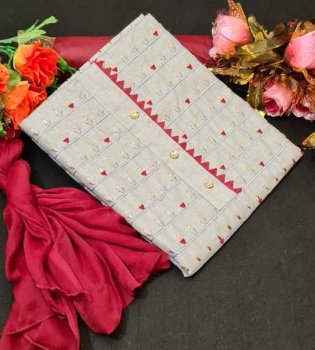 Abby Grey Cotton Dress Material
