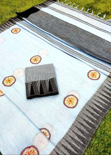 Angel Creation_2 Black Current Heavy Linen Saree 