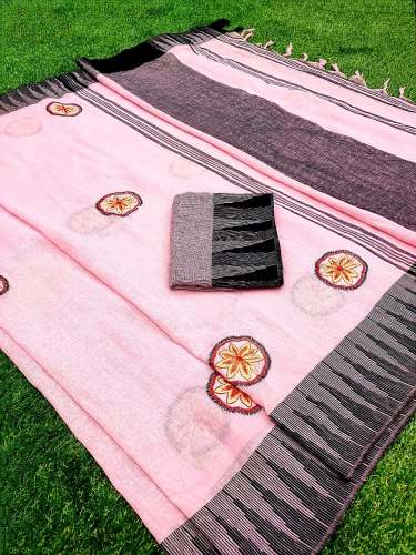 Angel Creation_5 Black Current Heavy Linen Saree
