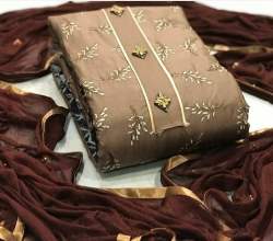 ANISHA BROWN CHANDERI MODAL DRESS MATERIAL