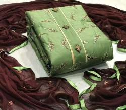 ANISHA GREEN CHANDERI MODAL DRESS MATERIAL