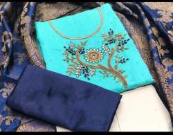 ANNU C-GREEN CHANDERI DRESS MATERIAL