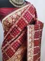 BANDHANI VOL-1 MAROON JACQUARD BANDHANI SAREE thumb 1