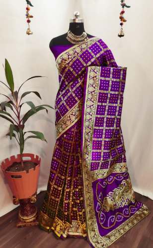BANDHANI VOL-1 PURPLE JACQUARD BANDHANI SAREE