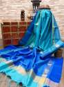 Bhagal Patta SkyBlue Silk Saree