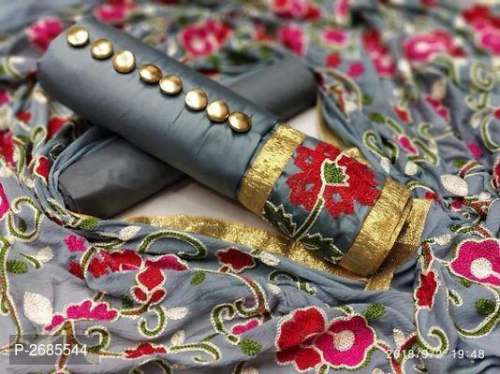 BHAKTI GREY JAM SILK COTTON DRESS MATERIAL
