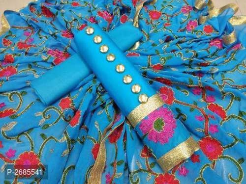 BHAKTI SKYBLUE JAM SILK COTTON DRESS MATERIAL