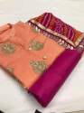 BHAVYA PEACH CHANDERI DRESS MATERIAL thumb 1