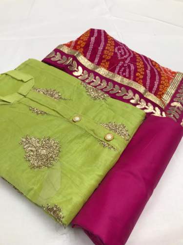 BHAVYA PERROT CHANDERI DRESS MATERIAL