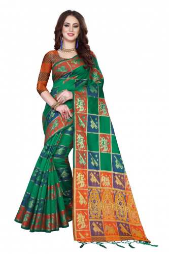 bulbul-2 green silk saree
