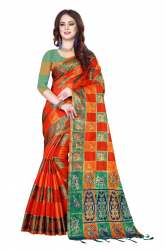bulbul-2 orange silk saree