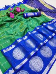 Chex Ball Green Silk Saree