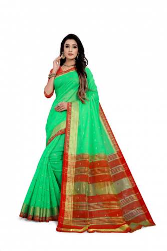 COTTON BUTTI_GREEN COTTON SAREE
