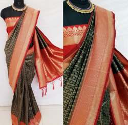 Crystal Black Banarasi Soft Silk Saree