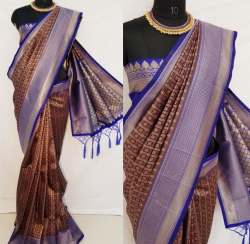Crystal Brown Banarasi Soft Silk Saree