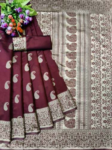 Dhara Butti Brown Banarasi Silk Saree