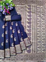 Dhara Butti NavyBlue Banarasi Silk Saree