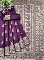 Dhara Butti Purple Banarasi Silk Saree