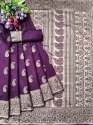 Dhara Butti Purple Banarasi Silk Saree thumb 1