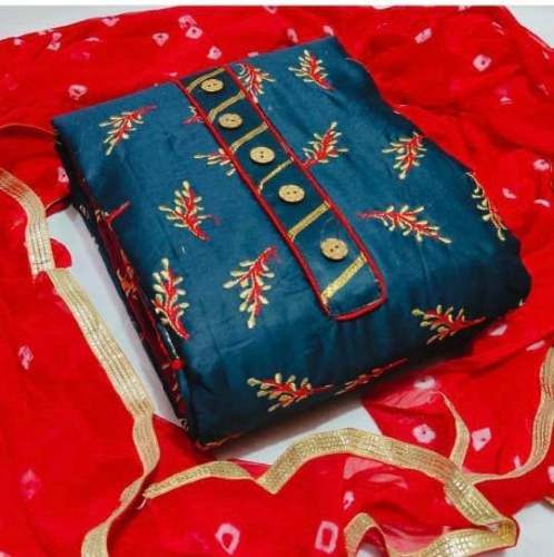 DHRUTI BLUE MODAL CHANDERI DRESS MATERIAL