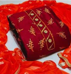 DHRUTI MAROON MODAL CHANDERI DRESS MATERIAL