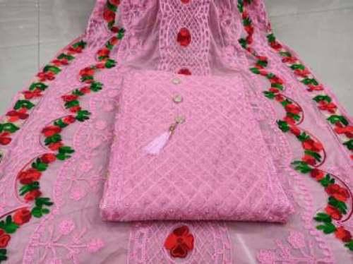 EKTA PINK SEMI MODAL DRESS MATERIAL