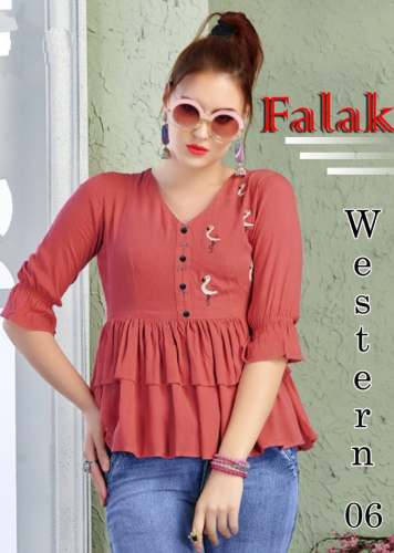 Falak Rayon Baby Pink Western Top