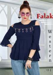 Falak Rayon Blue Western Top