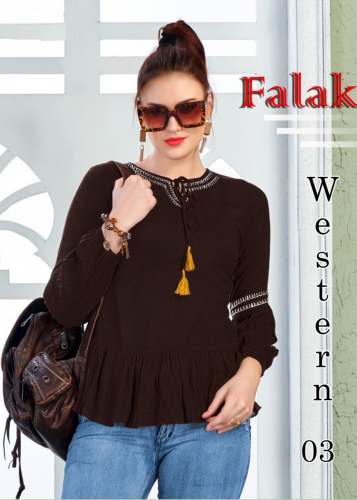 Falak Rayon Brown Western Top