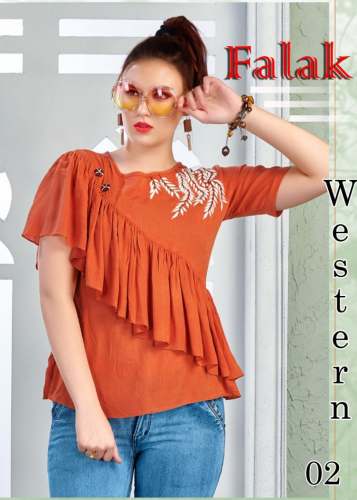 Falak Rayon Orange Western Top