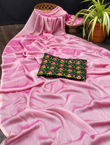 Flower Net Pink Rembo Zari Saree