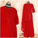 Forever Red Georgette Kurti Plazzo thumb 1