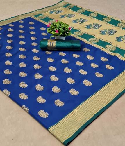 Goldan Keri Blue Banarasi Crystal Silk Saree