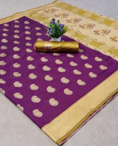 Goldan Keri Purple Banarasi Crystal Silk Saree