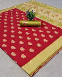 Goldan Keri Red Banarasi Crystal Silk Saree