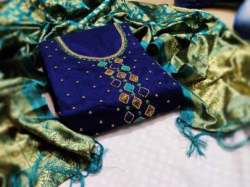 HAYU BLUE MODAL CHANDERI DRESS MATERIAL