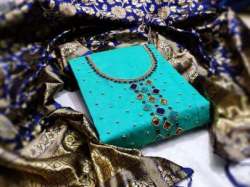 HAYU C-GREEN MODAL CHANDERI DRESS MATERIAL