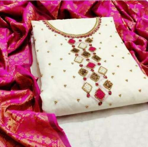 HAYU PINK MODAL CHANDERI DRESS MATERIAL